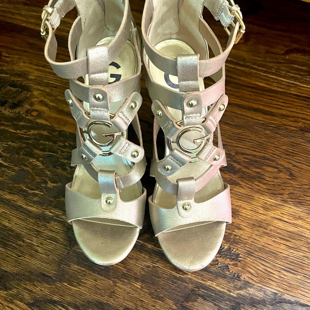 G by Guess Dodge Platform Wedge Sandals (Gold)